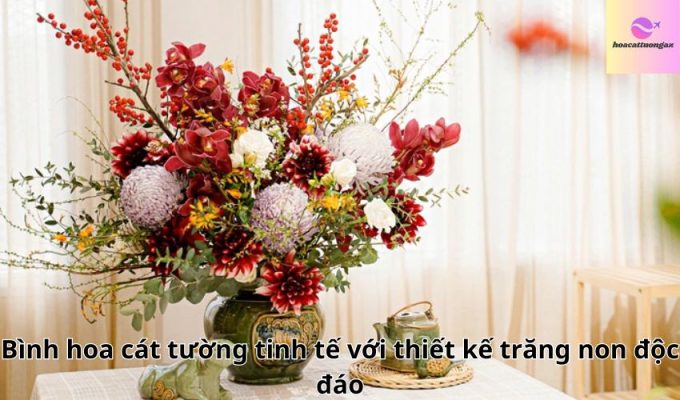 Bình hoa cát tường tinh tế với thiết kế trăng non độc đáo